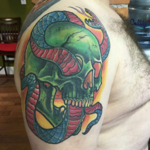 Skull Tattoo With Snake